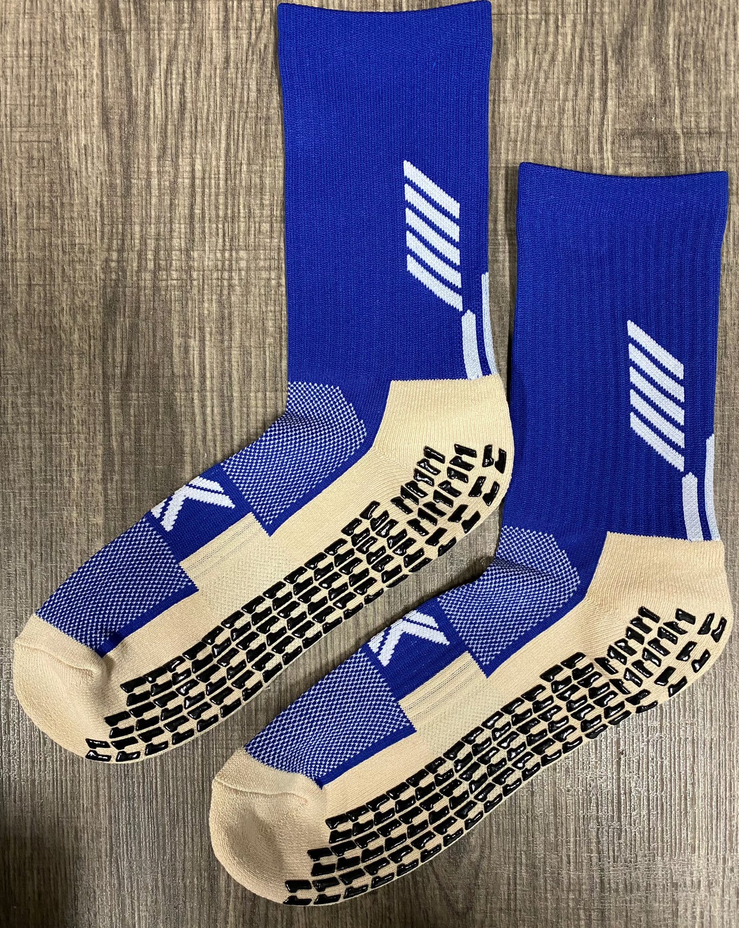 Ankle-Length Soccer Grip Socks (2x Pairs): Black/White/Royal Blue/Red